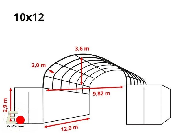 10 Cubierta entre contenedores 10x12, PVC 2300 IGNIFUGA Gris - Imagen 16
