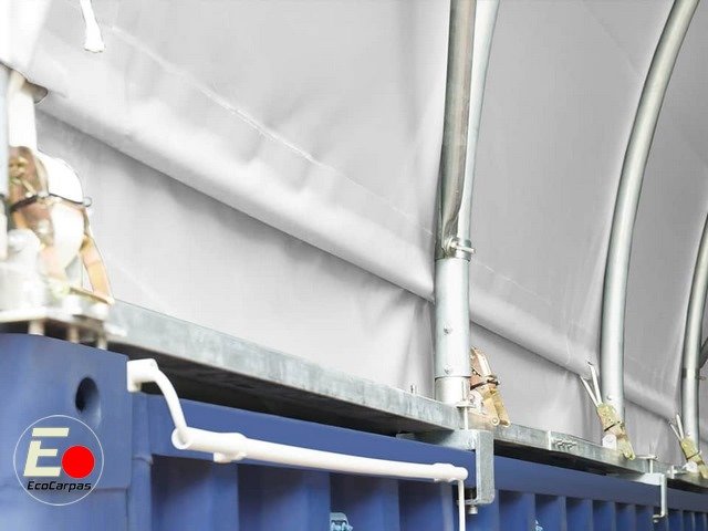 4 Cubierta entre contenedores 10x12, PVC 2300 IGNIFUGA Blanca - Imagen 5